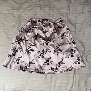 Mini silk pink skirt